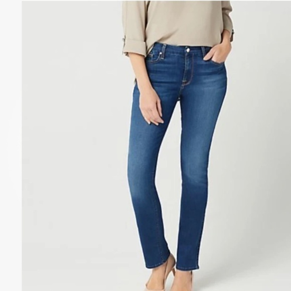 Jen 7 Slim Straight Dark Indigo Women's Straight Leg Jeans